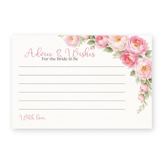Peonies In Bloom Bridal Shower Advice Cards
