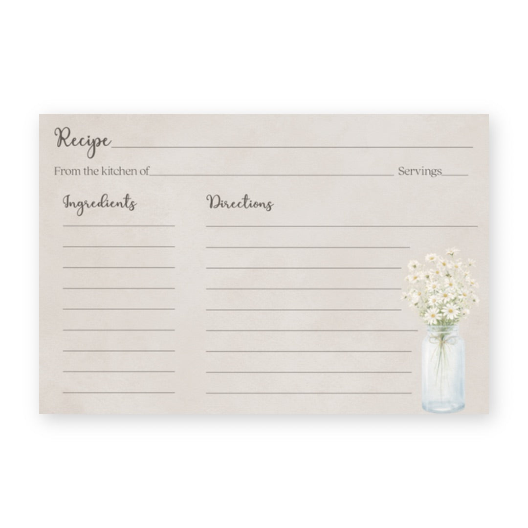 Country Mason Jar Recipe Card