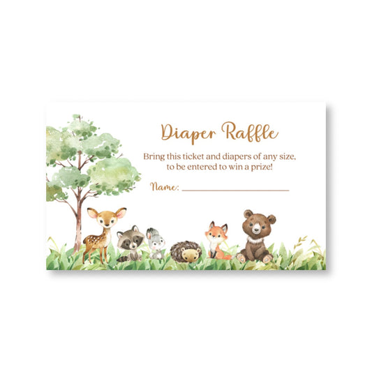 Forest Friends Diaper Raffle Ticket