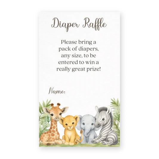 Jungle Safari Diaper Raffle Ticket