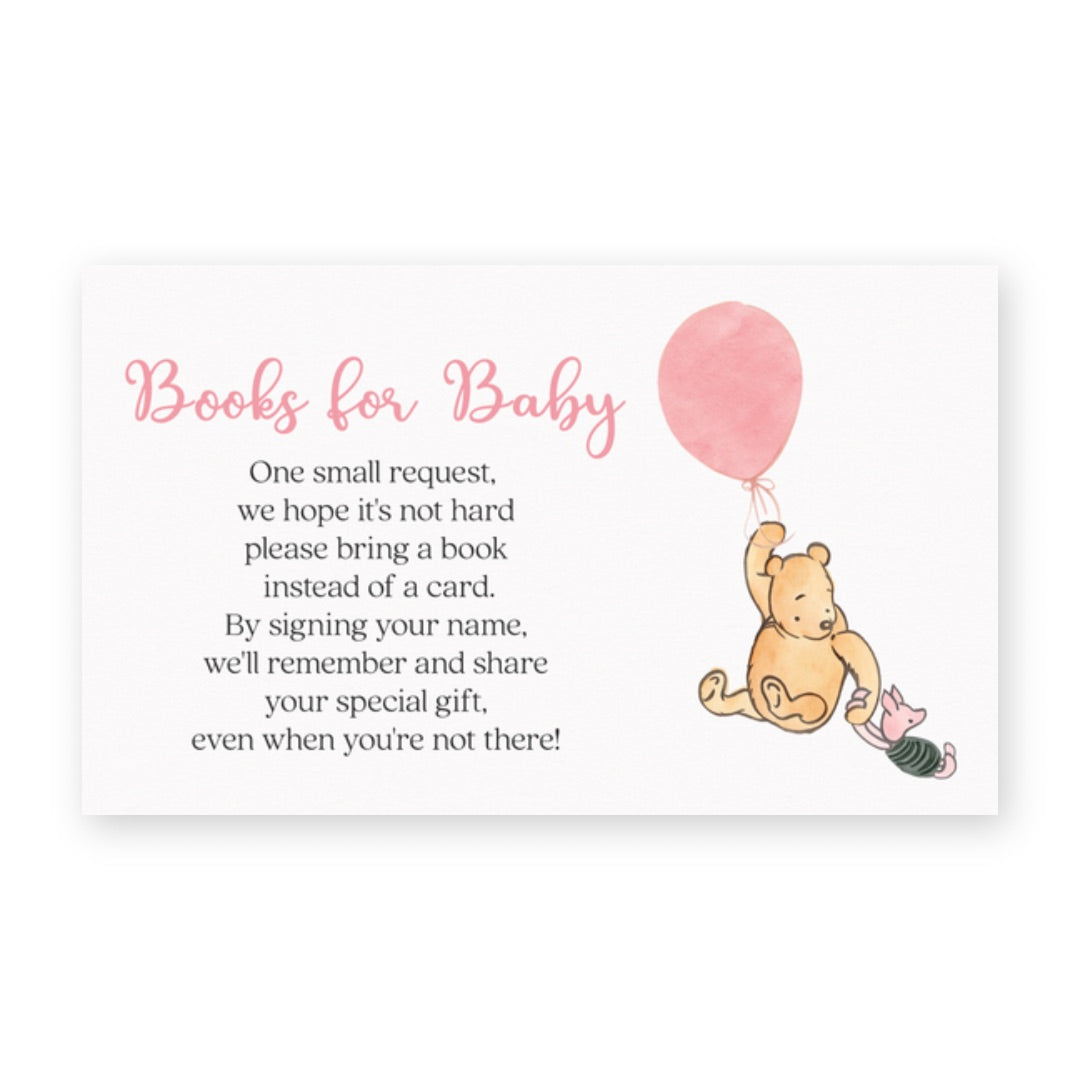 Winnie The Pooh Pink Balloon Bring a Book Card
