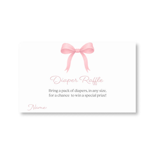 Pink Bow Baby Diaper Raffle Ticket