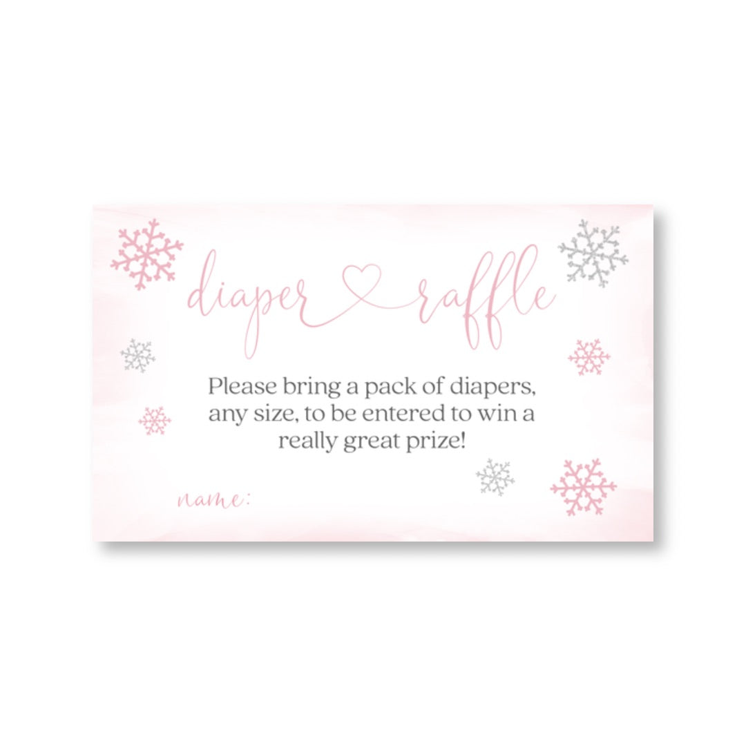 Little Snowflake Pink Diaper Raffle Ticket