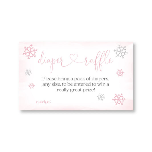 Little Snowflake Pink Diaper Raffle Ticket