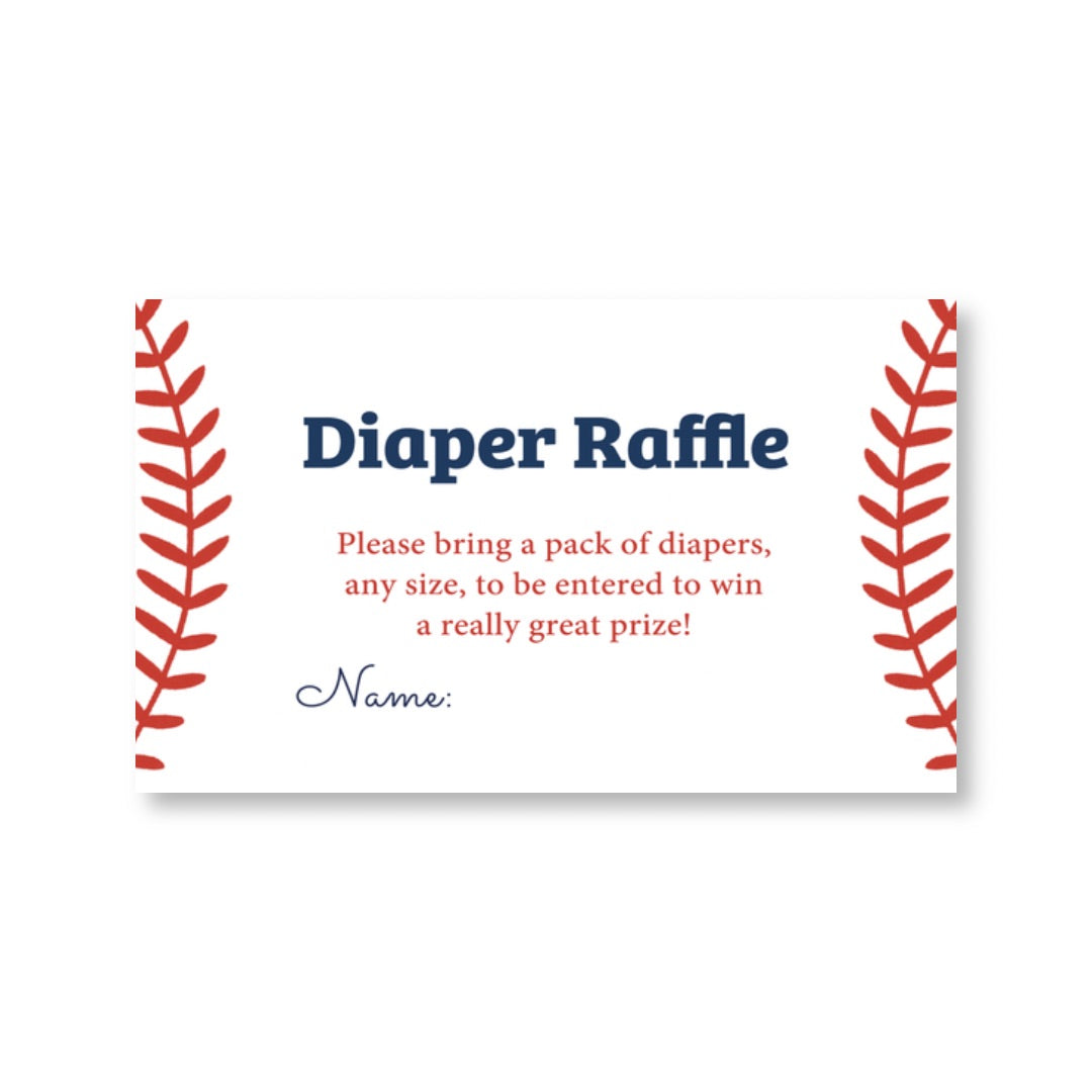Baseball Baby Diaper Raffle Ticket