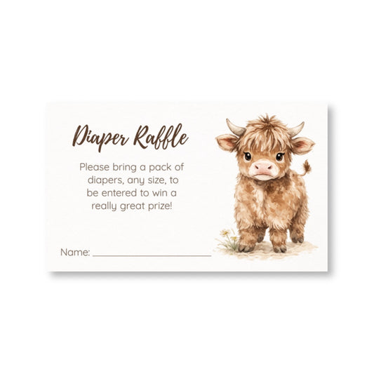 Highland Cow Diaper Raffle Ticket