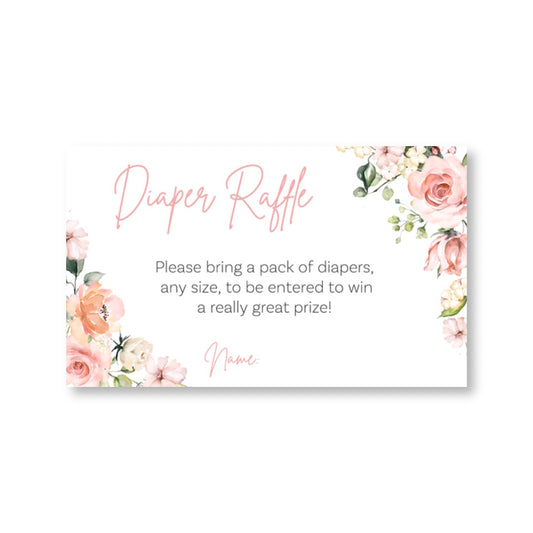 It's A Girl Floral Diaper Raffle Ticket