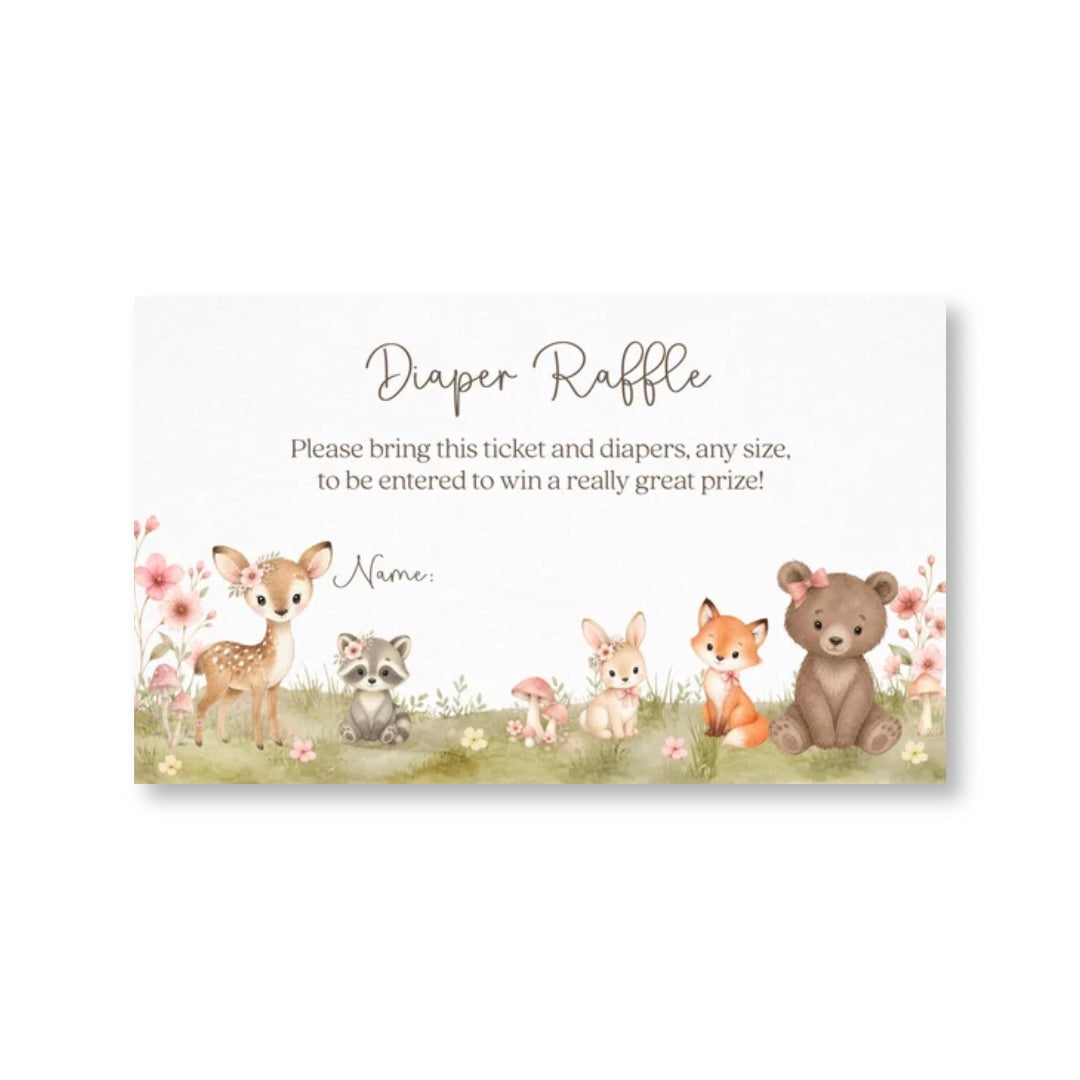 Boho Woodland Diaper Raffle Ticket