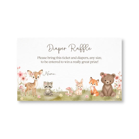 Boho Woodland Diaper Raffle Ticket
