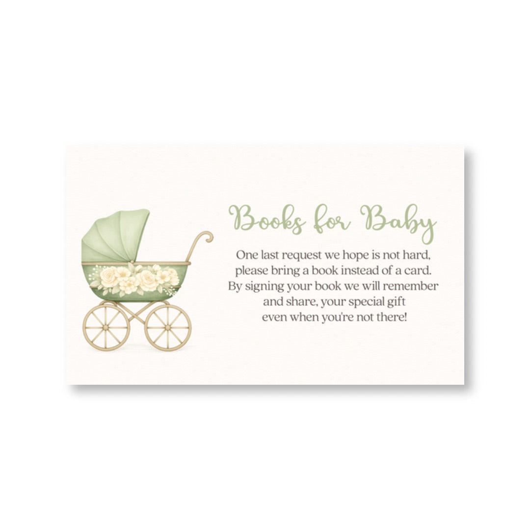 Vintage Sage & Ivory Carriage Bring A Book Card