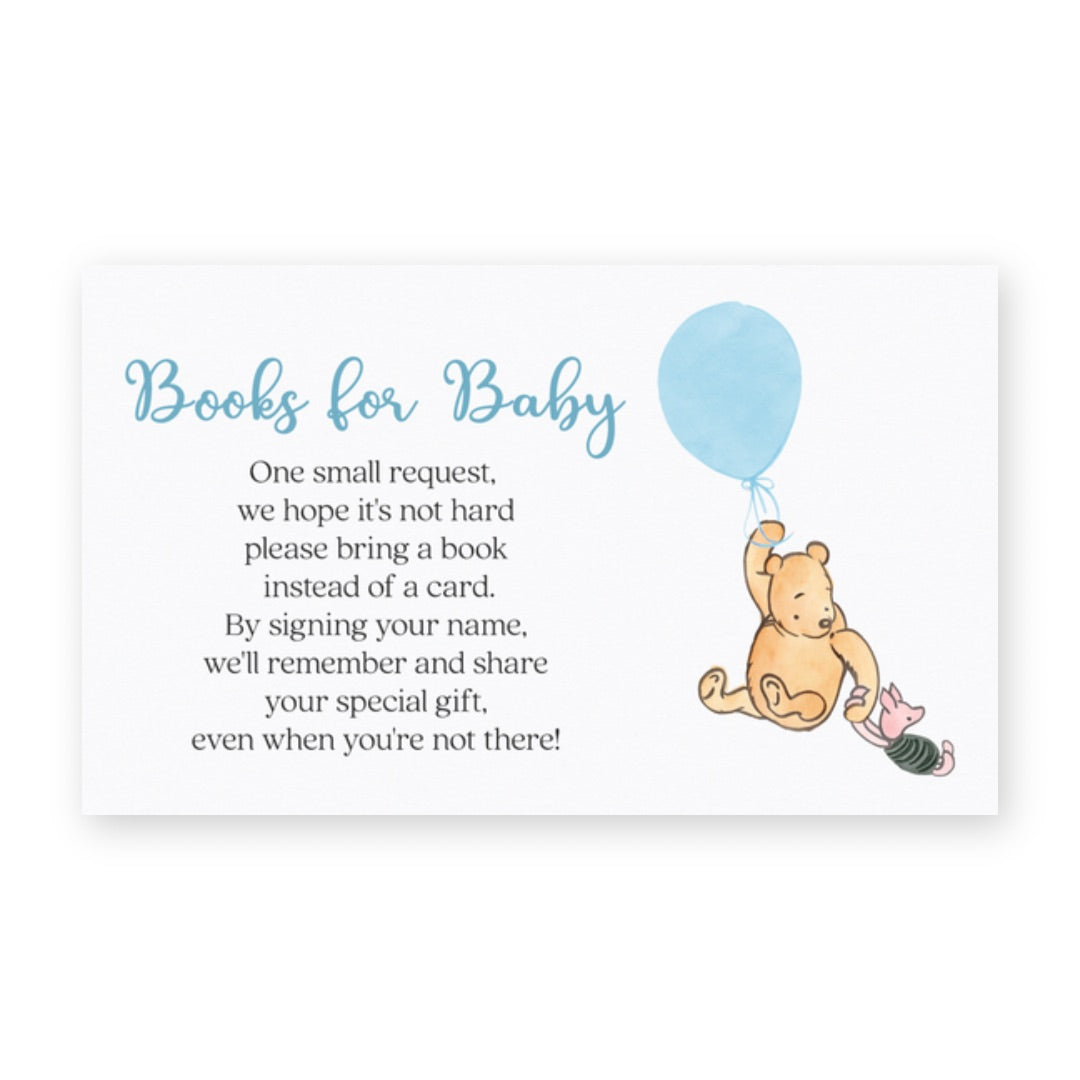 Winnie the Pooh Blue Balloon Baby Shower Insert
