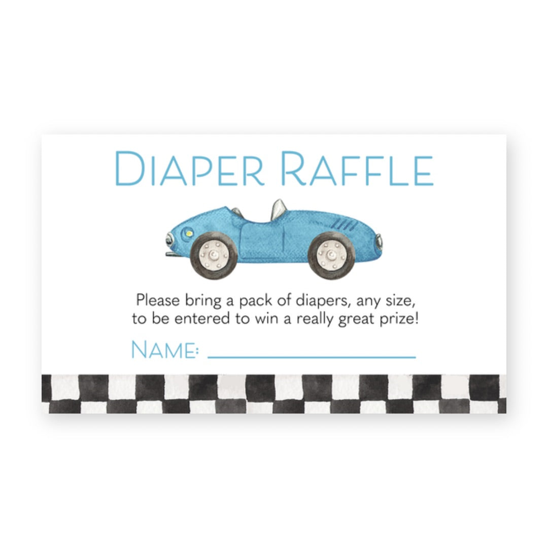 Race Car Baby Diaper Raffle Ticket