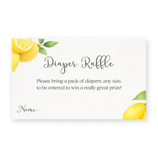 Lemon Baby Shower Diaper Raffle Ticket