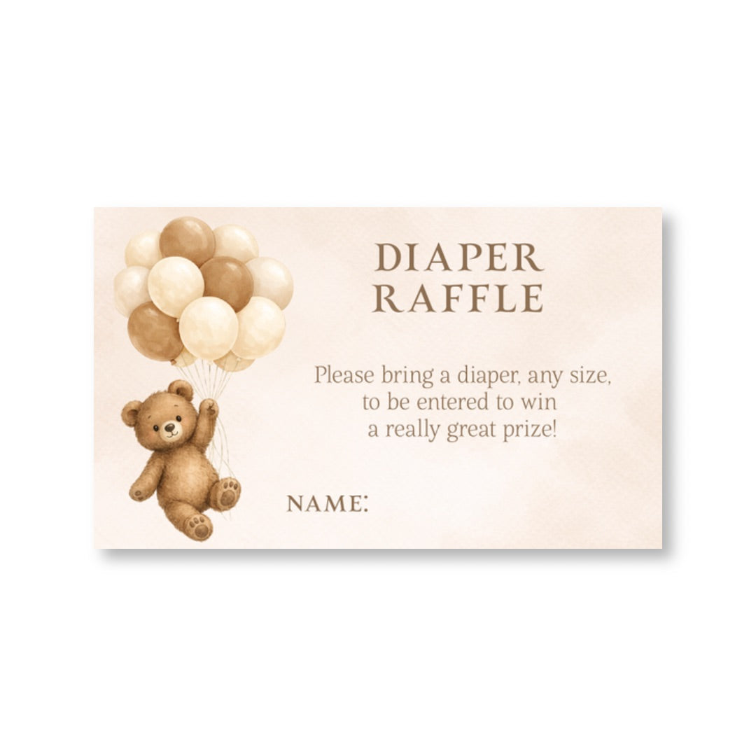 Bearly Wait Brown Diaper Raffle Ticket