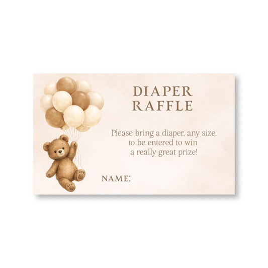 Bearly Wait Brown Diaper Raffle Ticket