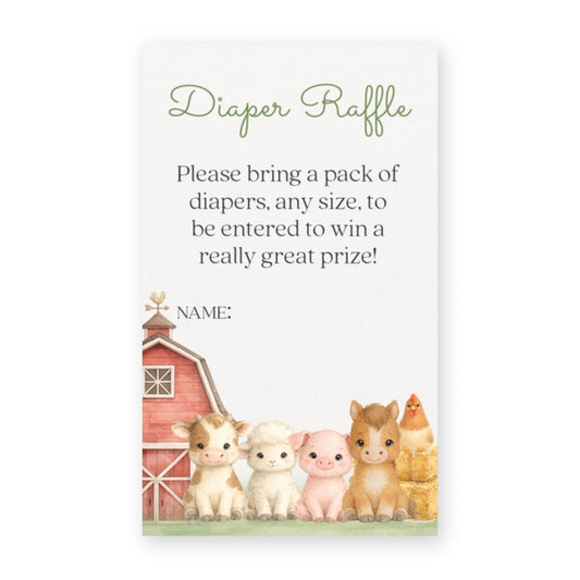 Barnyard Baby Diaper Raffle Ticket