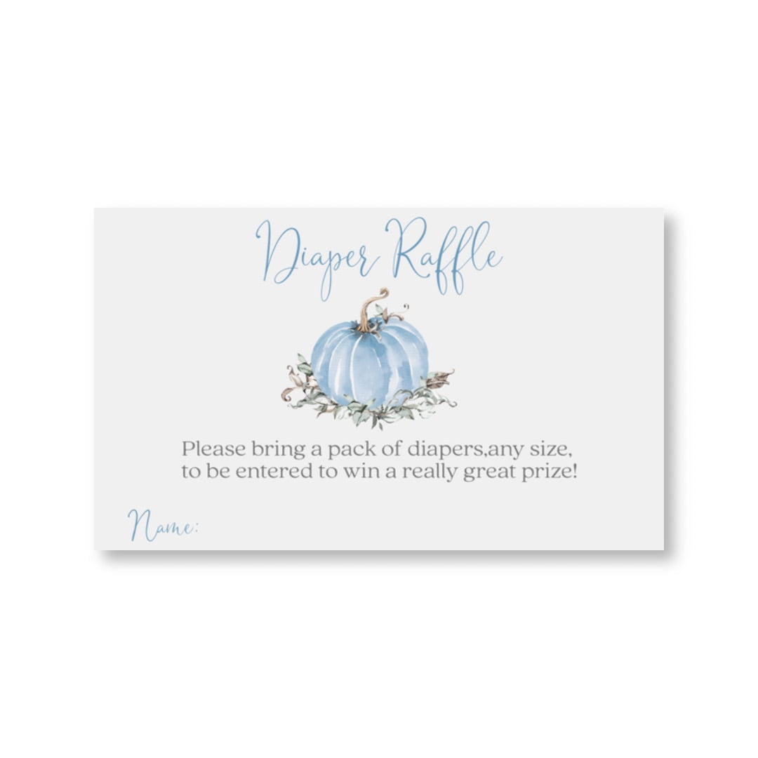 Painted Pumpkin Blue Diaper Raffle Ticket