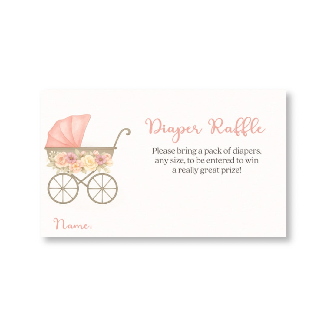 Pink Vintage Carriage Diaper Raffle Ticket