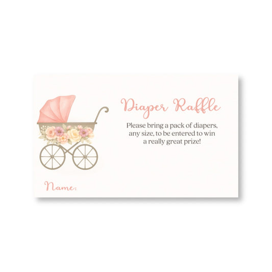 Pink Vintage Carriage Diaper Raffle Ticket