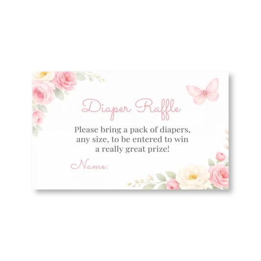 Butterfly Diaper Raffle Ticket