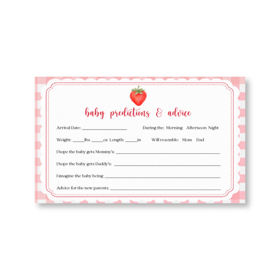 Berry Baby Shower Predictions Card