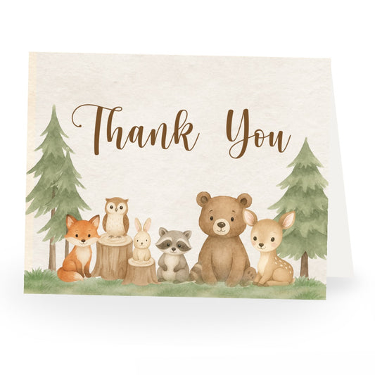 Woodland Animals Baby Shower Thank You Card