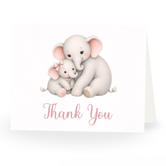 Little Peanut Girl Elephant Baby Shower Thank You Card