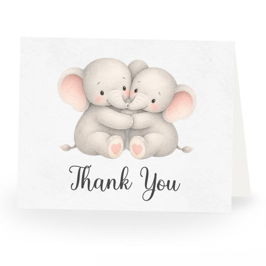 Little Peanut Twin Neutral Baby Shower Thank You Card