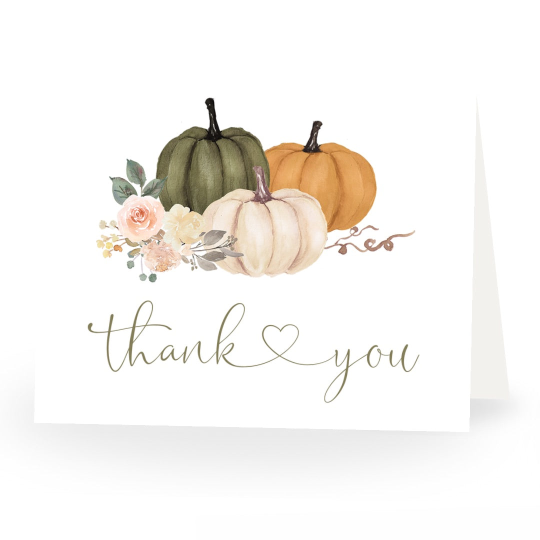 Sage Pumpkin Baby Shower Thank You Card