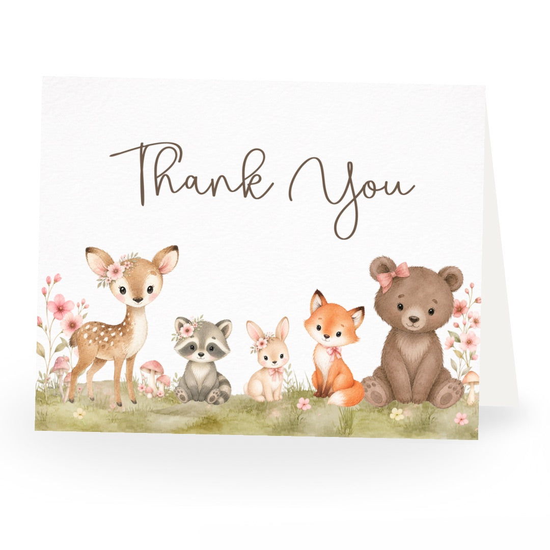 Boho Woodland Baby Shower Thank You Card