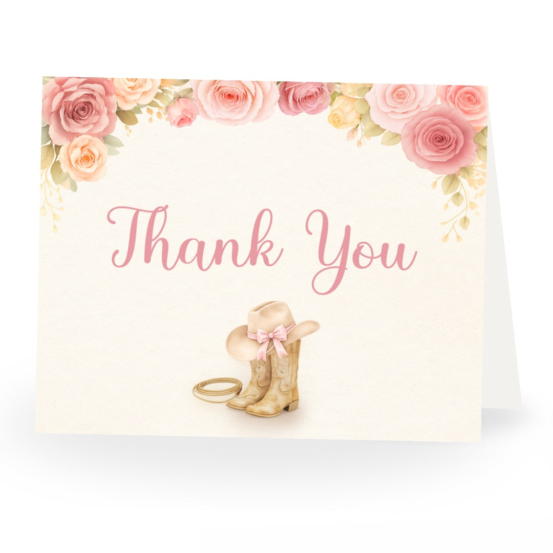 Cowgirl Baby Shower Thank You Card