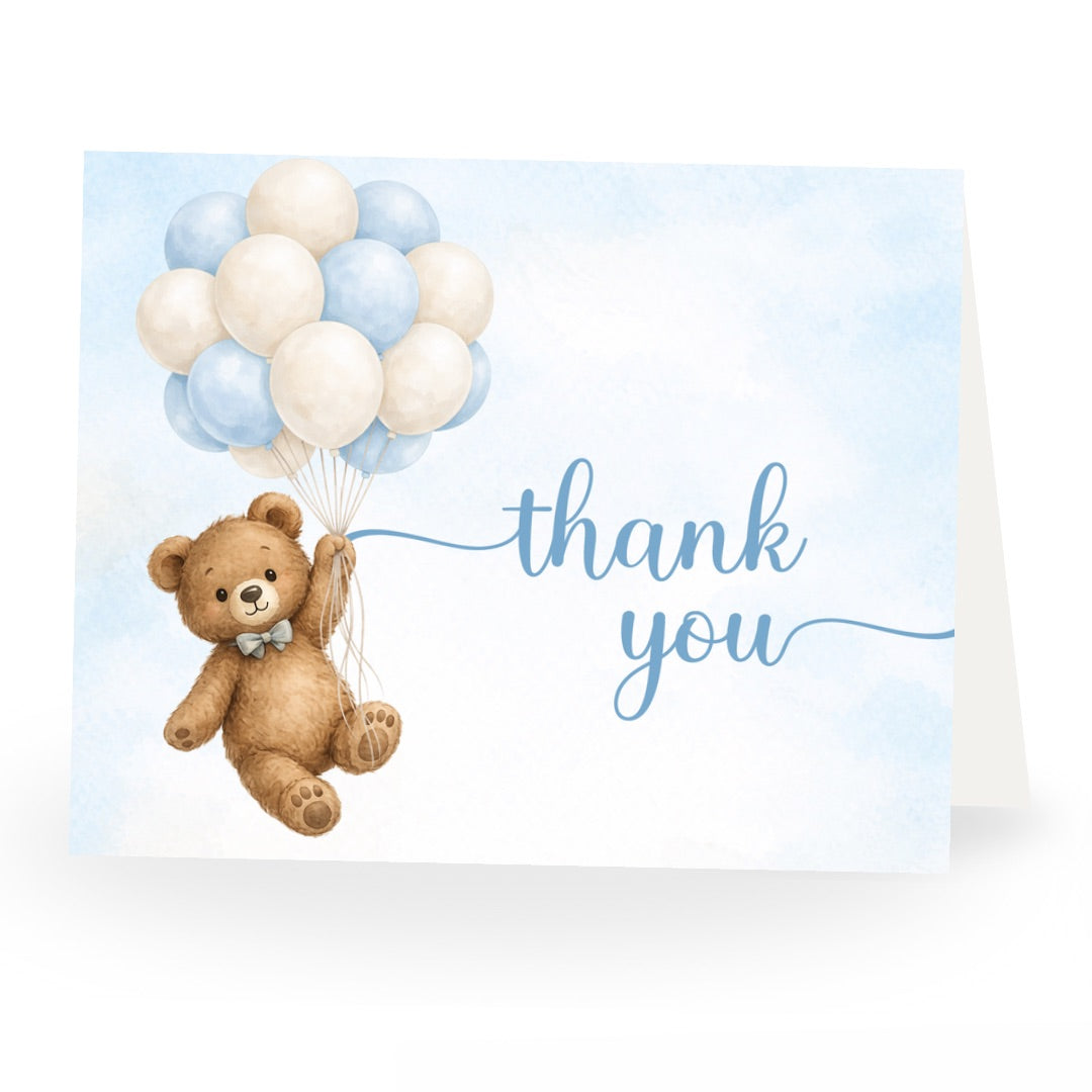 Bearly Wait Blue Baby Shower Thank You Card