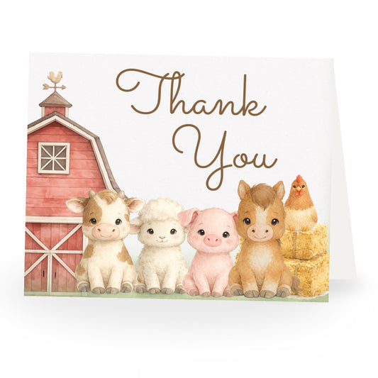 Barnyard Baby Shower Thank You Card
