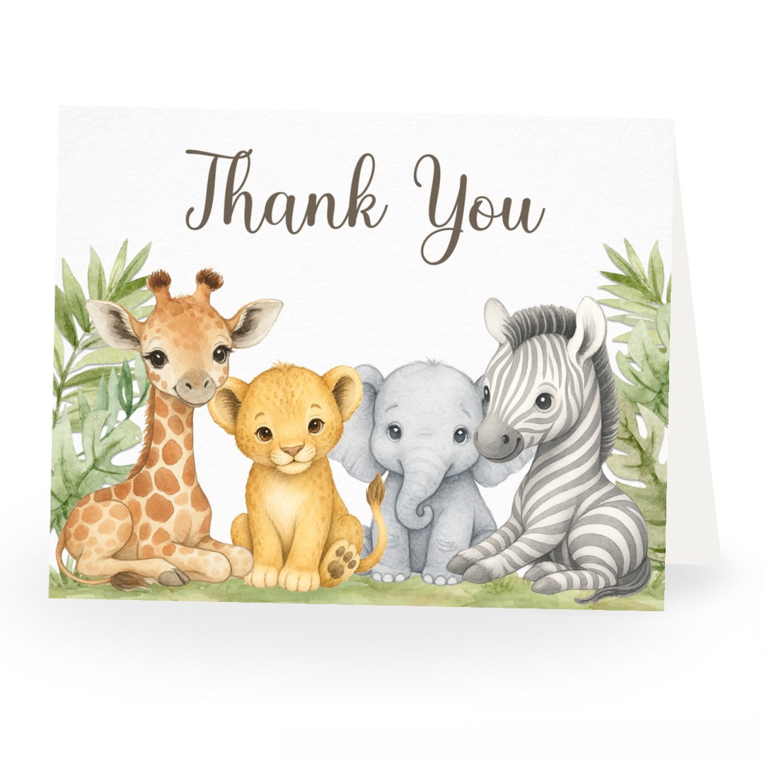 Jungle Safari Baby Shower Thank You Card