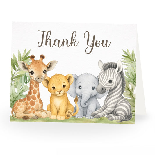 Jungle Safari Baby Shower Thank You Card