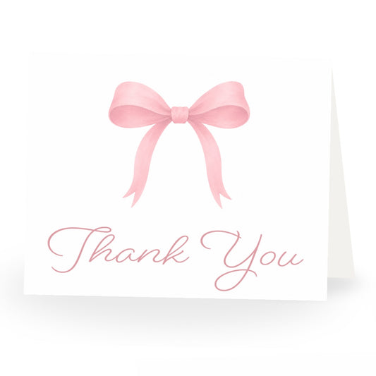 Pink Bow Baby Shower Thank You Card