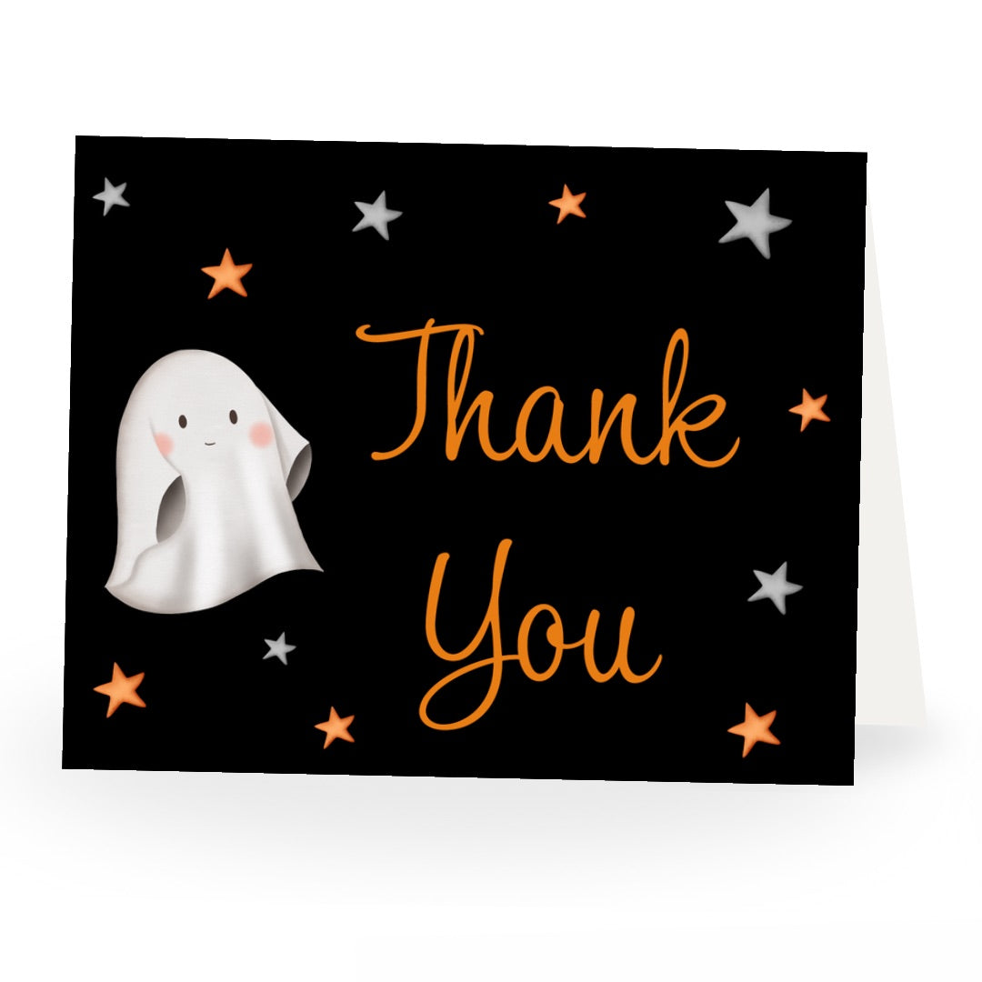 Little Boo Baby Shower Thank You Card (Black Collection)