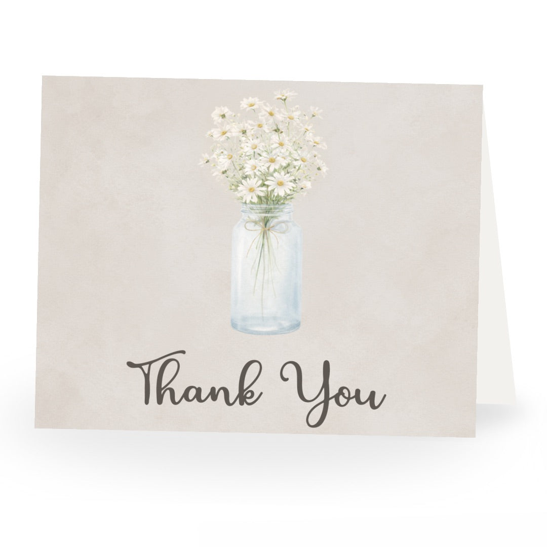 Country Mason Jar Bridal Shower Thank You Card