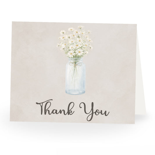 Country Mason Jar Bridal Shower Thank You Card