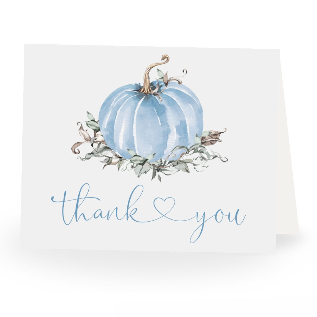 Painted Pumpkin Blue Baby Shower Thank You Card