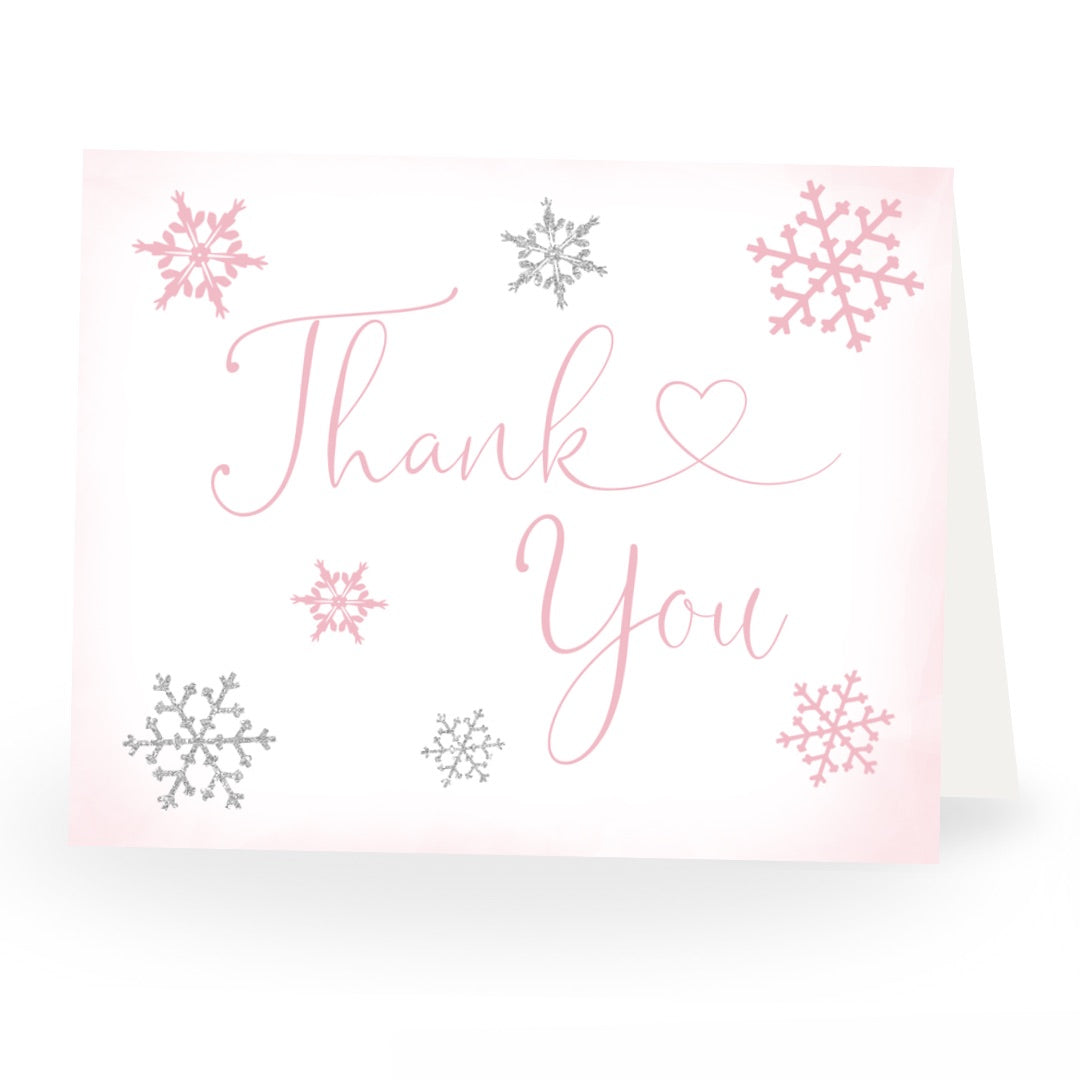 Little Snowflake Pink Baby Shower Thank You Card