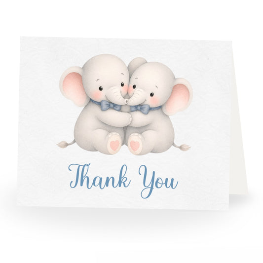 Little Peanut Twin Boy Baby Shower Thank You Card