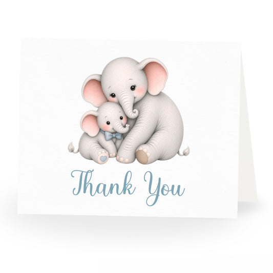 Little Peanut Boy Elephant Baby Shower Thank You Card