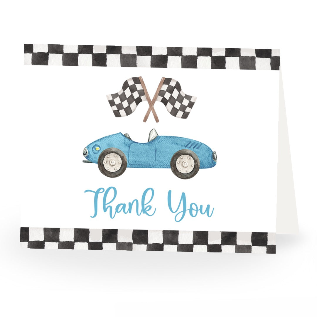 Race Car Baby Shower Thank You Card