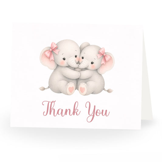 Little Peanut Twin Girl Baby Shower Thank You Card
