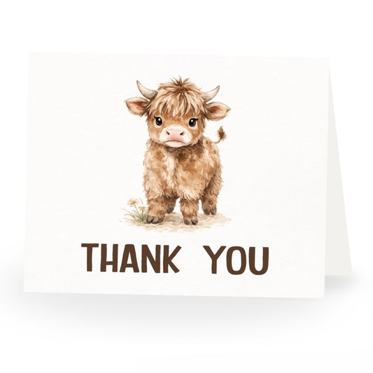 Highland Cow Baby Shower Thank You Card