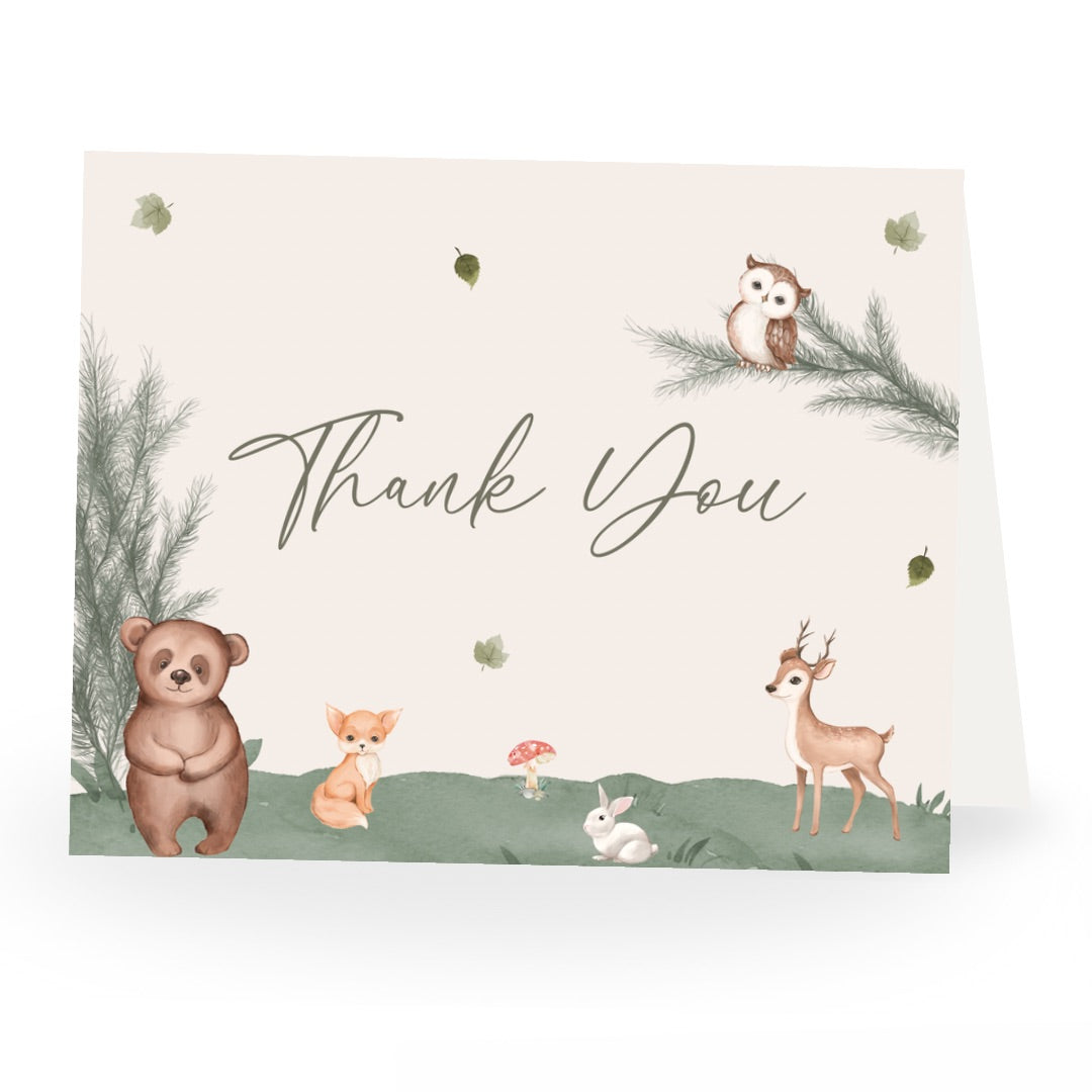 Boho Woodland Baby Shower Thank You Card
