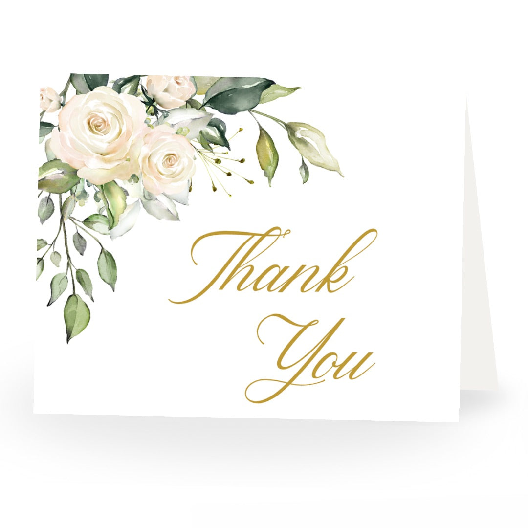 White Rose Bridal Shower Thank You Card