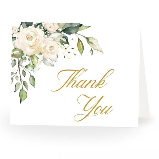 White Rose Bridal Shower Thank You Card