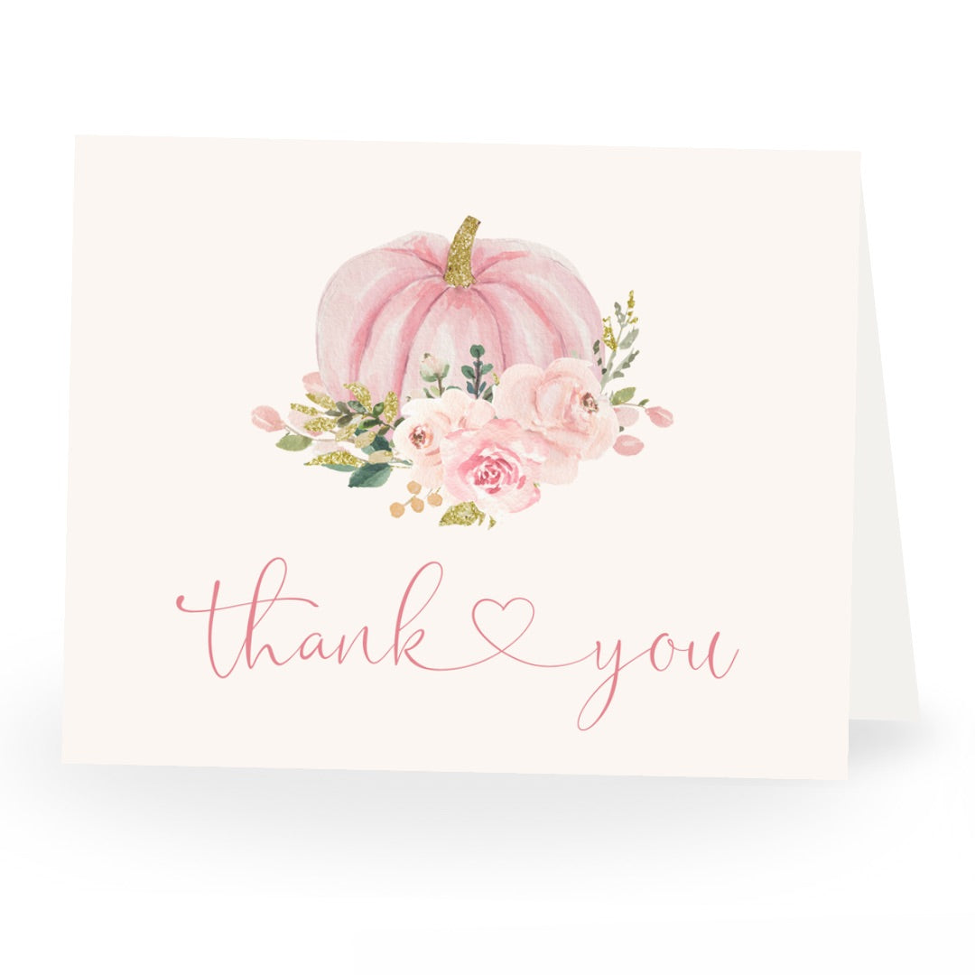 Painted Pumpkin Pink Baby Shower Thank You Card